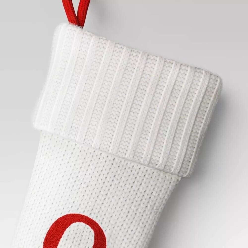 Wondershop Letter Q Red Monogram Mini Size White Knit Christmas Stocking - Picture 2 of 5